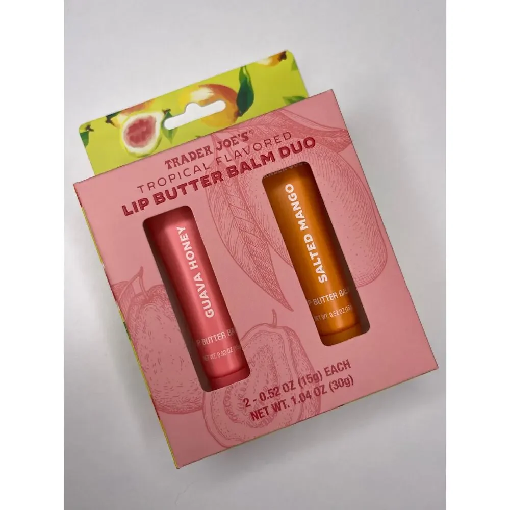Trader Joe's — Lip Butter Balm Duo Guava Honey + Salted Mango Gift Set Box — NEW